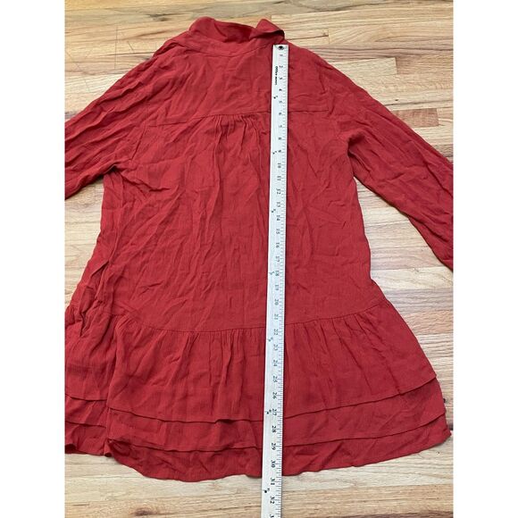 Soft Surroundings Women's S Orange Button-Up Rayon Tunic Shirt Casual Minimalist - Picture 9 of 10